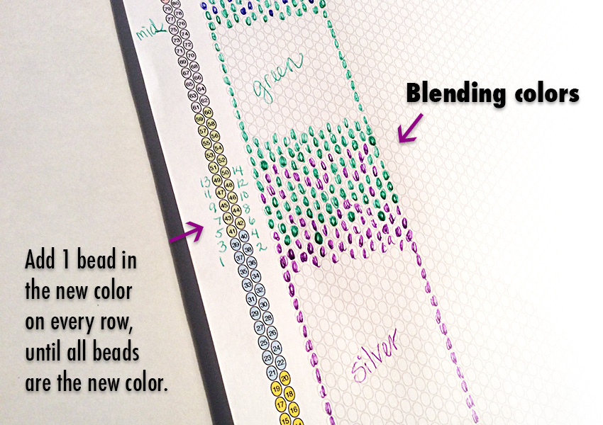 Blending bead colors to make ombré effect