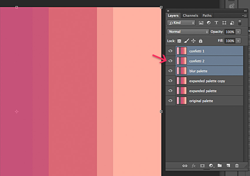 Step 2: Duplicate your palette layer 3 more times